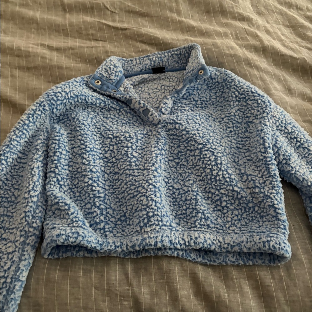 PacSun Blue Cowl Neck Sweater Plush Fleece